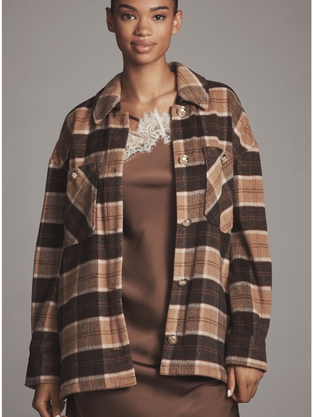 Avec Les Filles Oversized Plaid Wool Shacket